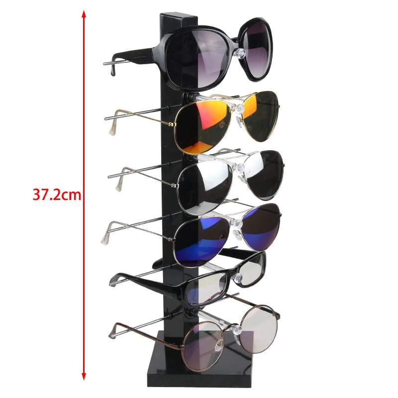 

High Quanlity Black Plastic Sunglass Display Shelf Show Case Racks Eye Glasses Show Stand For 6 Pairs Sun Glasses Display