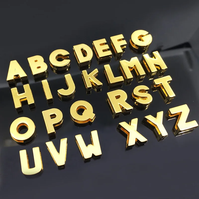 Бесплатная доставка 520 шт. 8 мм гладкие зеркальные золотистые буквы