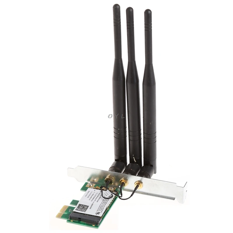 Двухдиапазонная беспроводная карта PCI E для настольного ПК 2 4/5 ГГц 300 м + 3 антенны