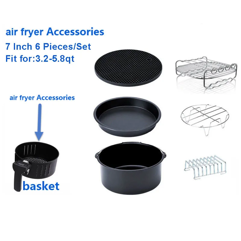 Воздушный фритюрница аксессуары 7 дюймов для 5 8 qt XL Air набор из 6 шт подходит Airfryer