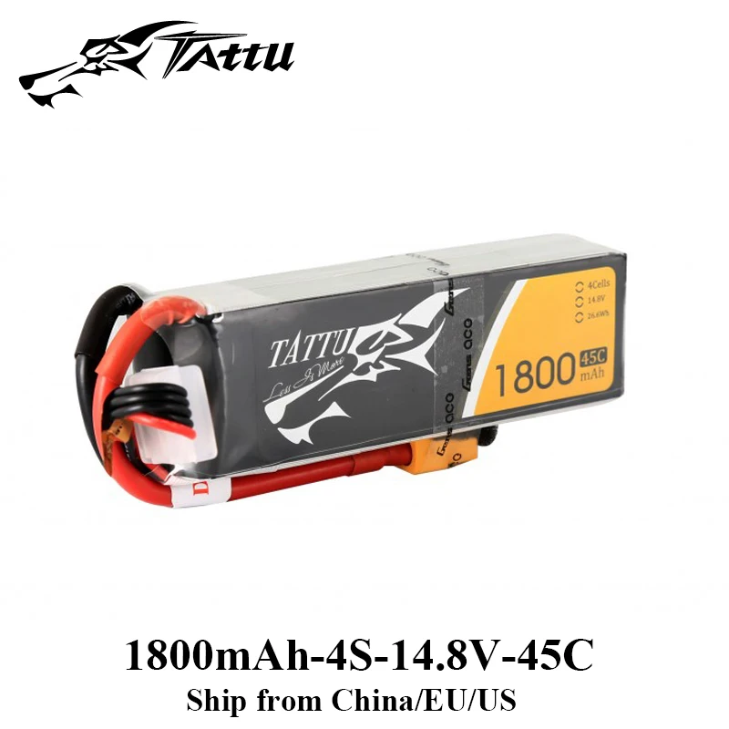 Литий полимерный аккумулятор Tattu 3s 4s 1800 мАч xt60 разъем 14 8 в Lipo батареи 45C 75C FPV Дрон RC