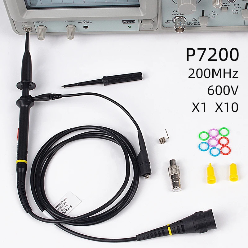 P7200 Зонд осциллографа 200 МГц 600 в 1:10 зажим полосы пропускания соединитель осциллографа Запчасти и аксессуары P7200 - Цвет: P7200