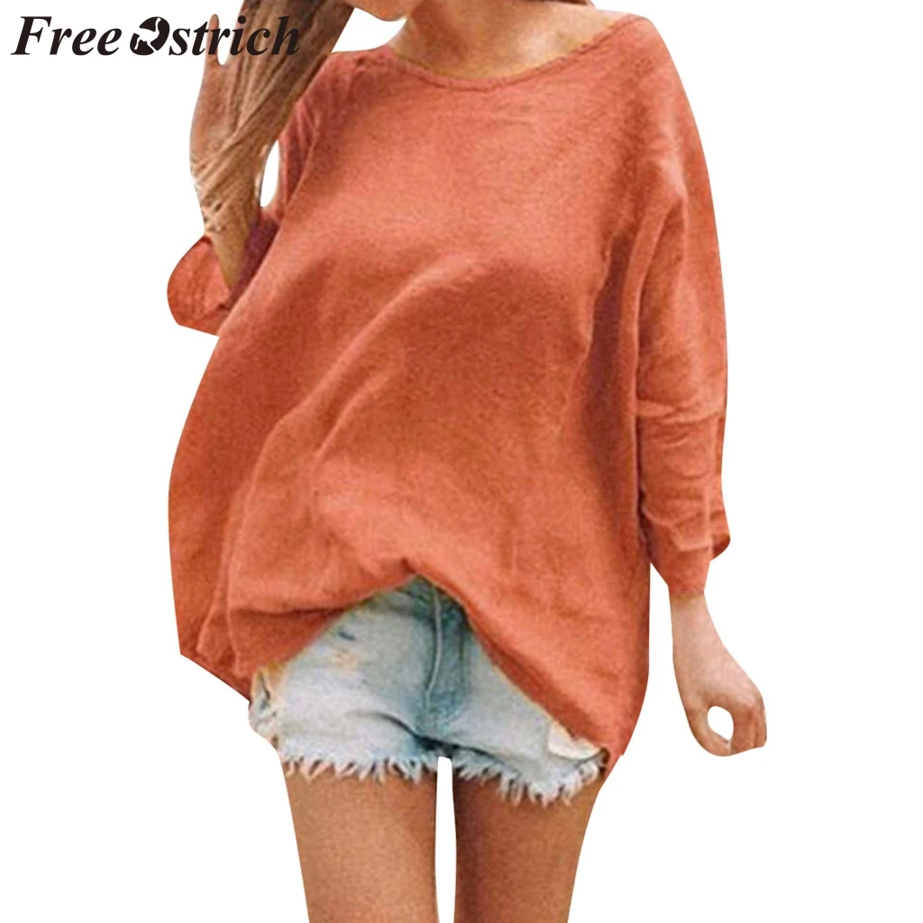 Женская рубашка из хлопка и льна FREE OSTRICH Пляжная блуза с коротким рукавом три