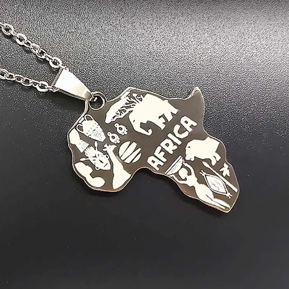 4 цвета кулон Карта Африки ожерелье для женщин/мужчин эфиопские ювелирные