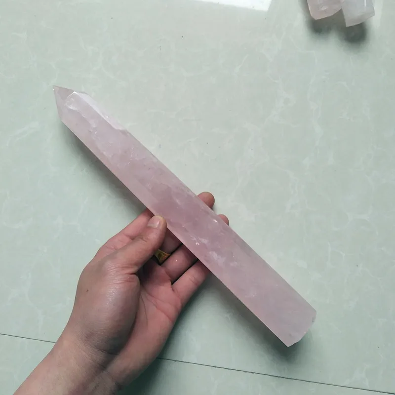 Сверхдлинных натуральный стразы из розового кварца палочка гибискуса точка