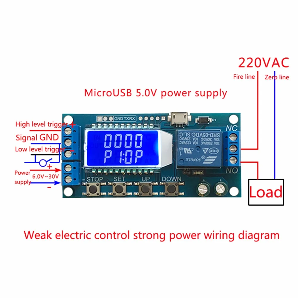 С источником питания от постоянного тока 6-30V Поддержка Micro USB 5V ЖК-дисплей Дисплей