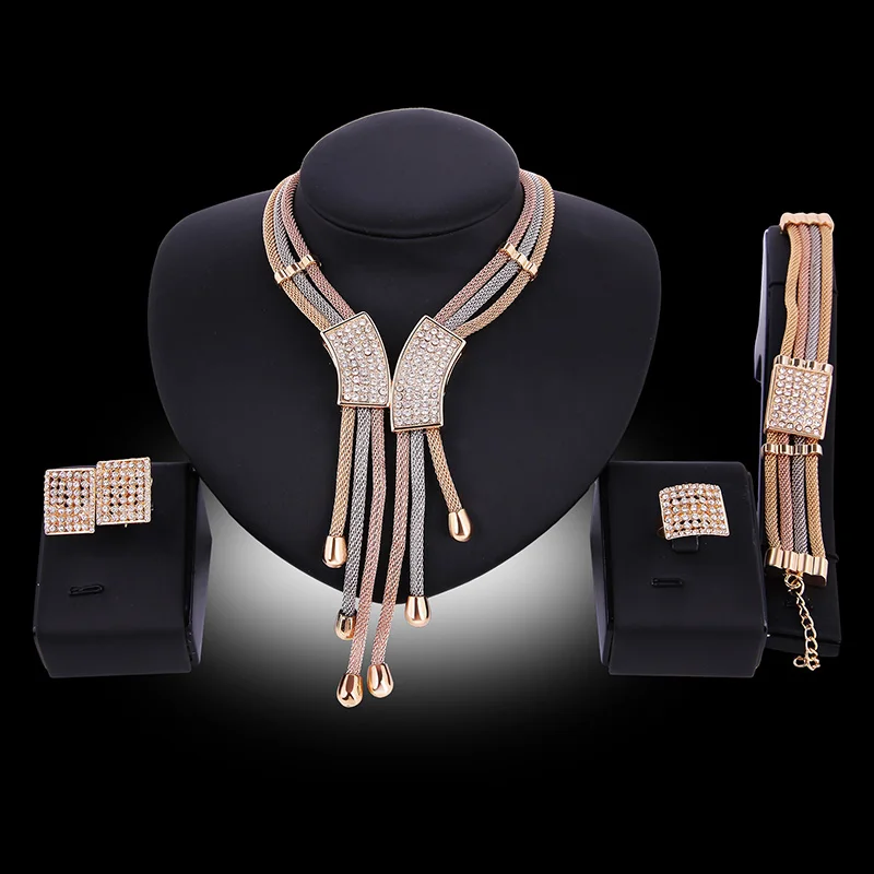 2018 модные высококачественные комплект ювелирных изделий в Дубае золотого цвета
