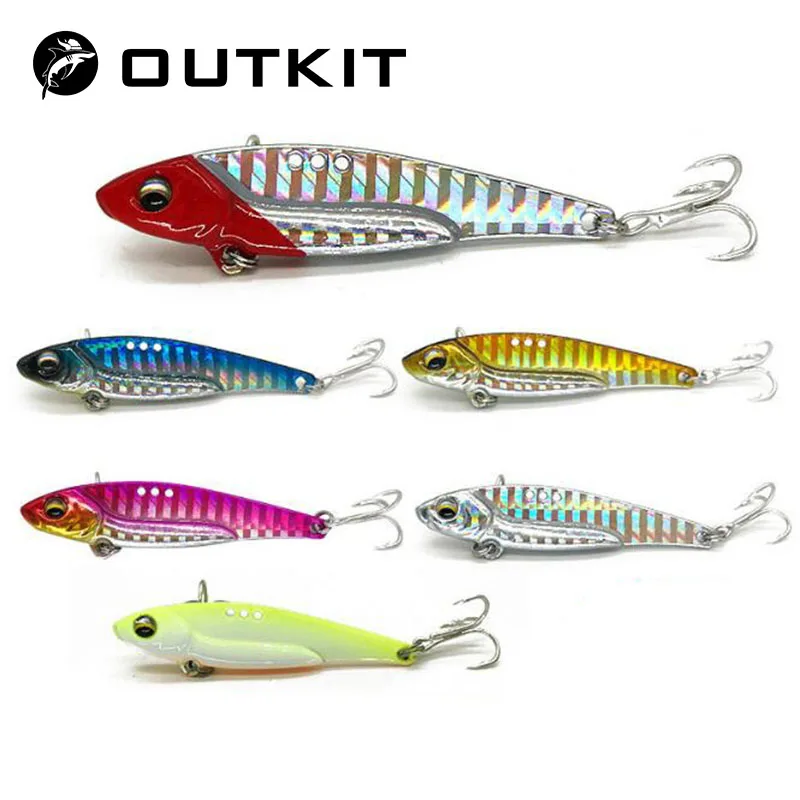 

1PCS Metal VIB Sequins 7g 13g Fishing Lure Bait Vibration Spinner Spoon Lure Lifelike Hard Baits with Feather Bass Fishing Tool