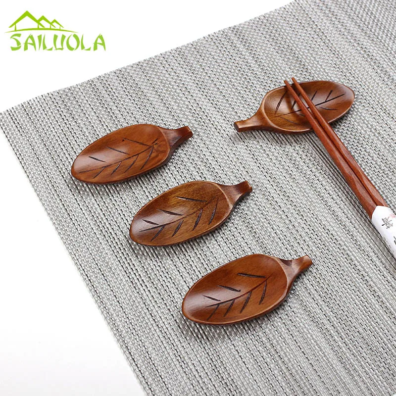 4 шт./лот овальные гостиничные палочки для еды с листьями дерева креативная