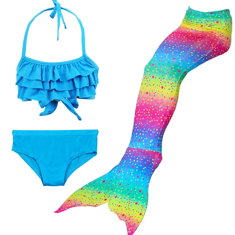 Для девочек купальник хвост русалки для плавания Косплэй дети хвостом