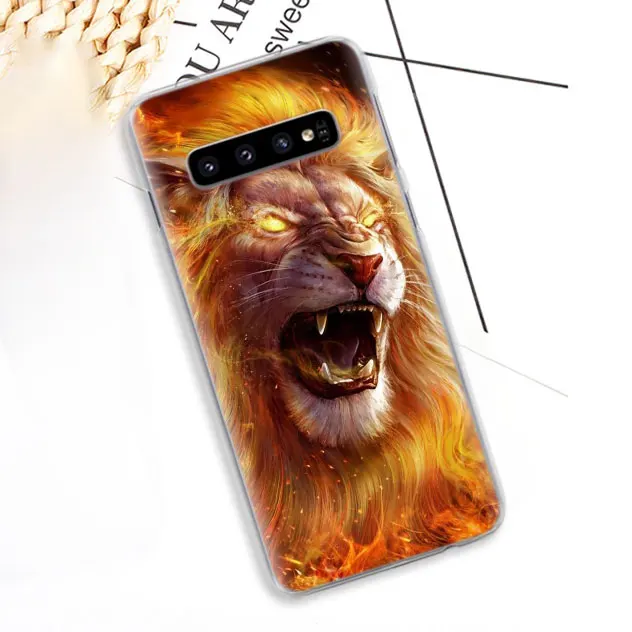 09 Чехол для телефона с изображением большого льва тигра и животных для samsung Galaxy S10e S10 Plus S8 S9 Plus S6 S7 Edge A40 A50 A70 M20 чехол - Цвет: 09