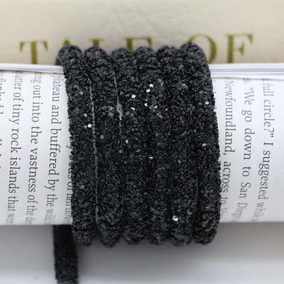 black 6 мм мягкие трубки Шнур Веревки Строка с Gillter блесток для DIY костюмы обувь DIY Ювелирные изделия Bracele одежды украшение для вечеринки - Цвет: black