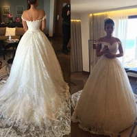 2021 new luxurious v neck a line wedding dresses button up back tulle appliques formal bridal dresses wedding gowns