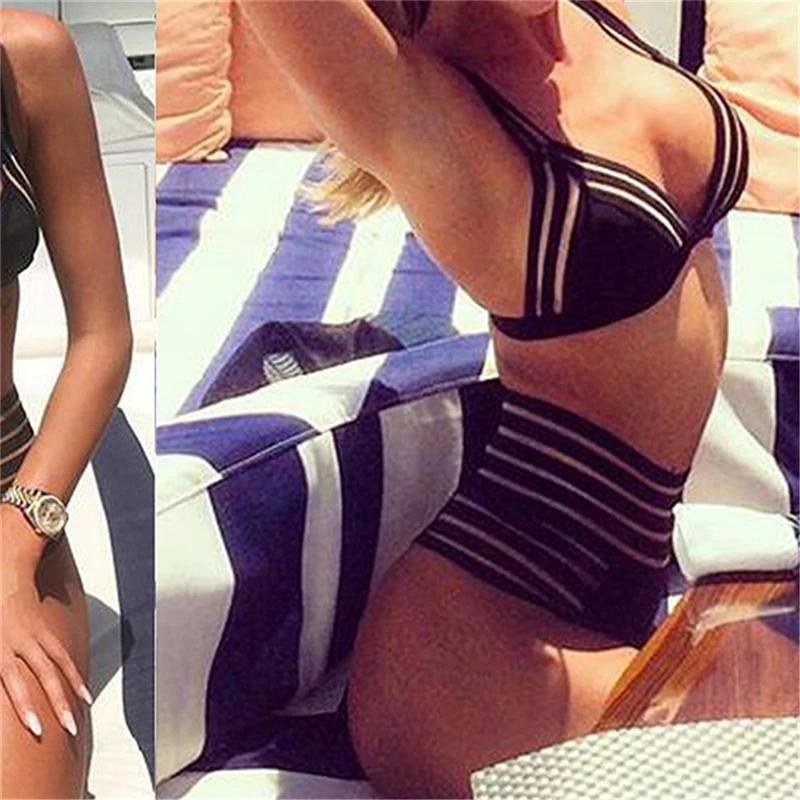 Женский купальник черный с высокой талией|online|online swimsuitsonline bikini |