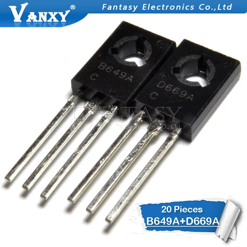 20 шт. 2SB649A 2SD669A TO-126 (10 B649A + 10 D669A) аудио на трубке | Электронные компоненты и
