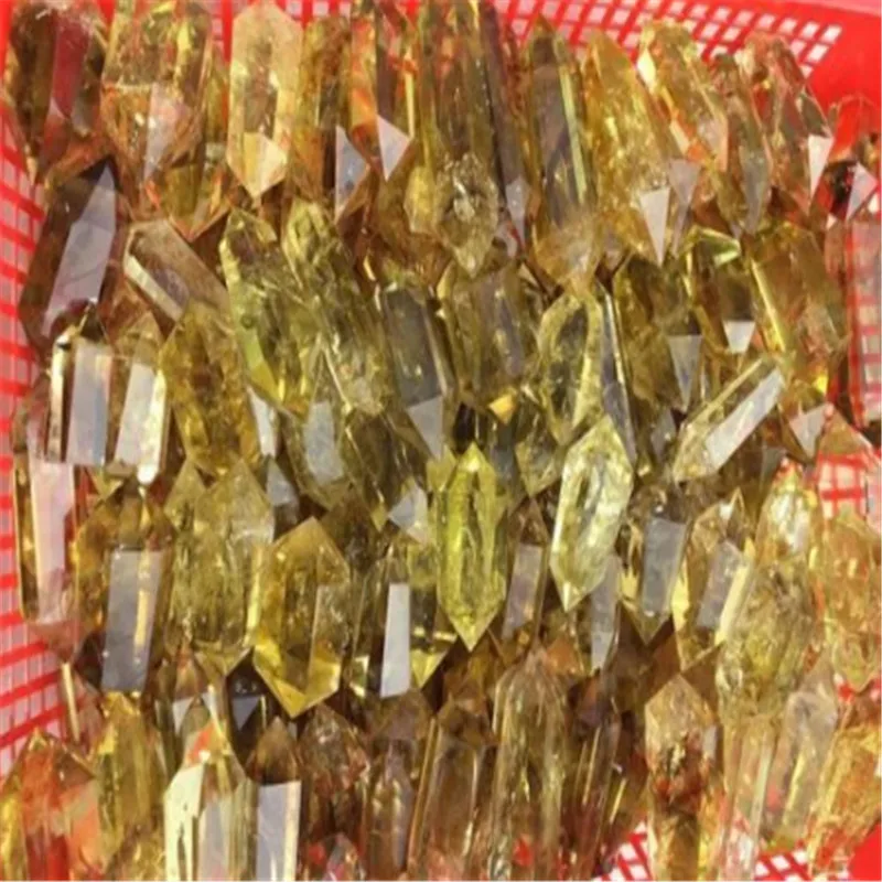 700 grams natural yellow crystal pillar lemon yellow crystal pillar household decoration