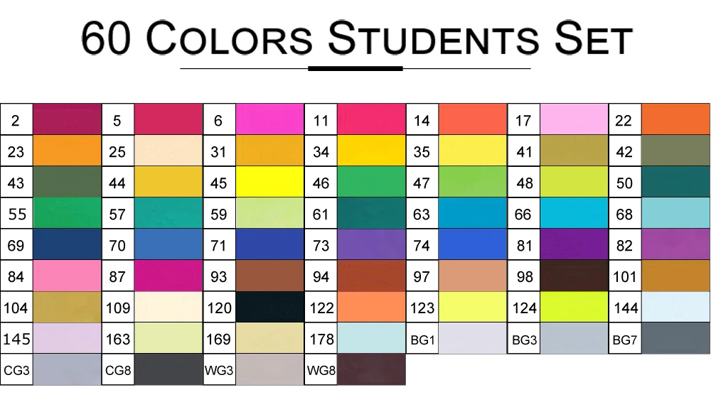 60Color Student Set Маркер TouchFIVE 30/40/60/80/168 цветов маркеры для рисования набор двойной головкой художественный эскиз жирной ручка манга ручка Набор для рисования - Цвет: 60Color Student Set