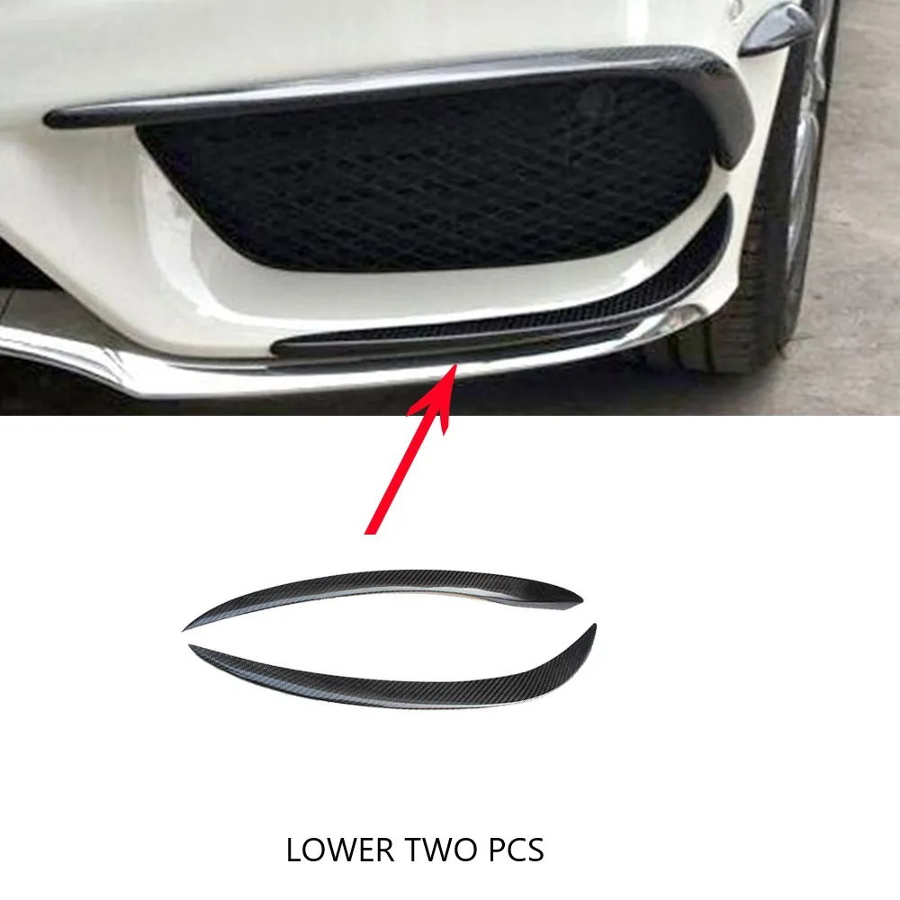 Карбоновый передний бампер боковой Canards Splitter Спойлер для Benz W205 Coupe& Sedan C180 C200 C300 C43 с AMG посылка 15-18 - Цвет: lower two piece