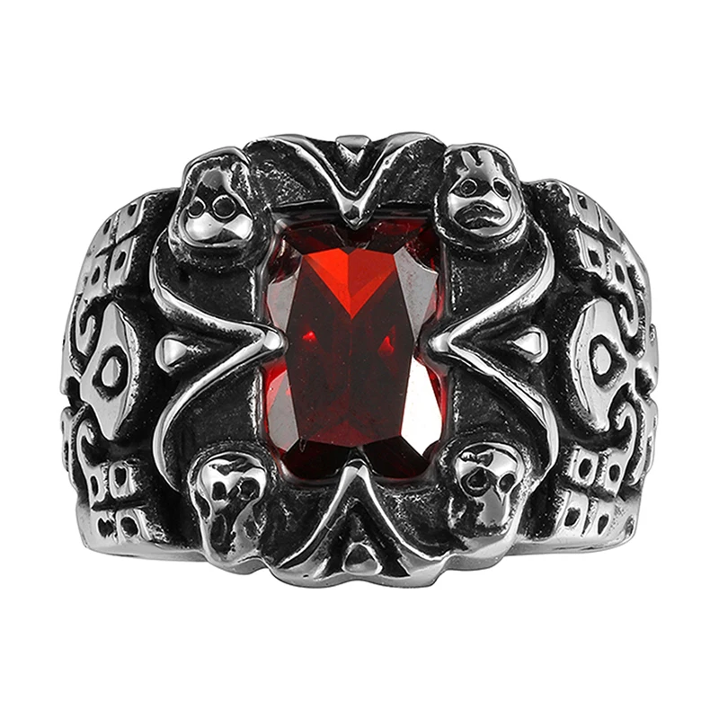 2017 Для мужчин большой красный камень кольцо Геометрическая Кольца из нержавейки