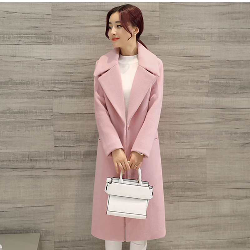 Высокое качество шерстяные пальто женские длинные Cashmer тонкие куртки модная