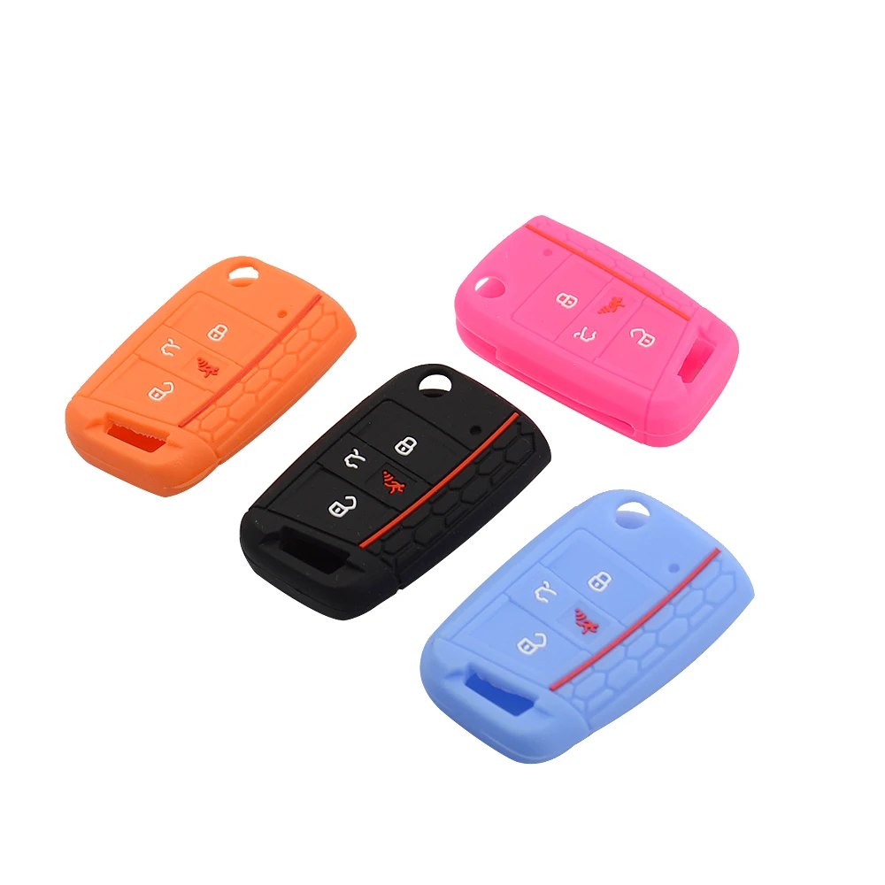 OKeyTech силиконовый резиновый 4 кнопки автомобильный брелок для ключей чехол V W Skoda