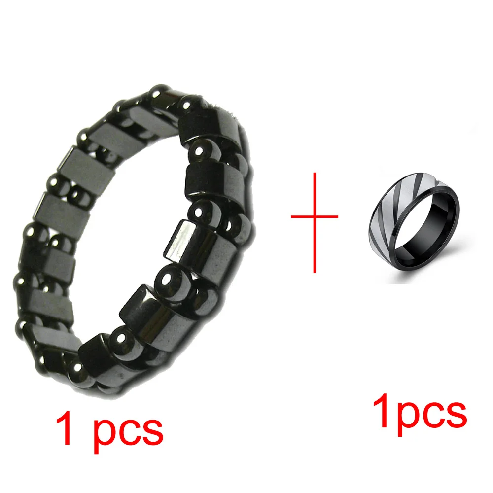 1 Bracelet and black Фитнес-браслет для потери веса биомагнитное магнитное кольцо Здоровый Уход на запястье продукты для похудения черный камень тонкие браслеты - Цвет: 1 Bracelet and black