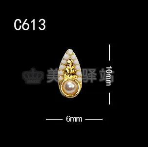 C613 10 шт./лот,, амулеты, Длинные полосы, стразы, для украшения ногтей, 3D, квадратная форма C, сплав, драгоценные камни для ногтей - Цвет: C613
