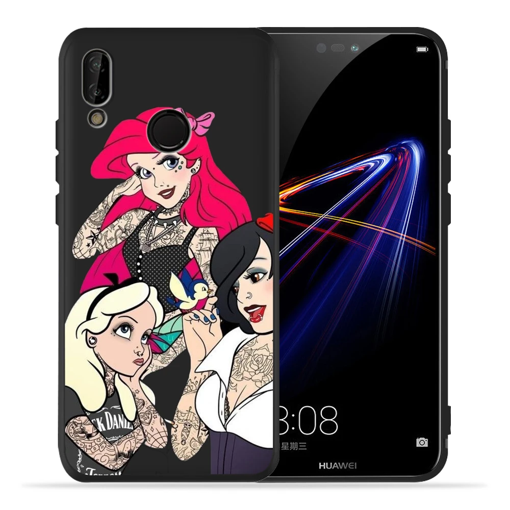 Девушка для huawei P8 P10 P20 P30 Коврики 10 20 Honor 8 8X 8C 9 V20 20i 10 Lite Plus Pro Чехол Coque Samsung чехол-футляр тату принцесса
