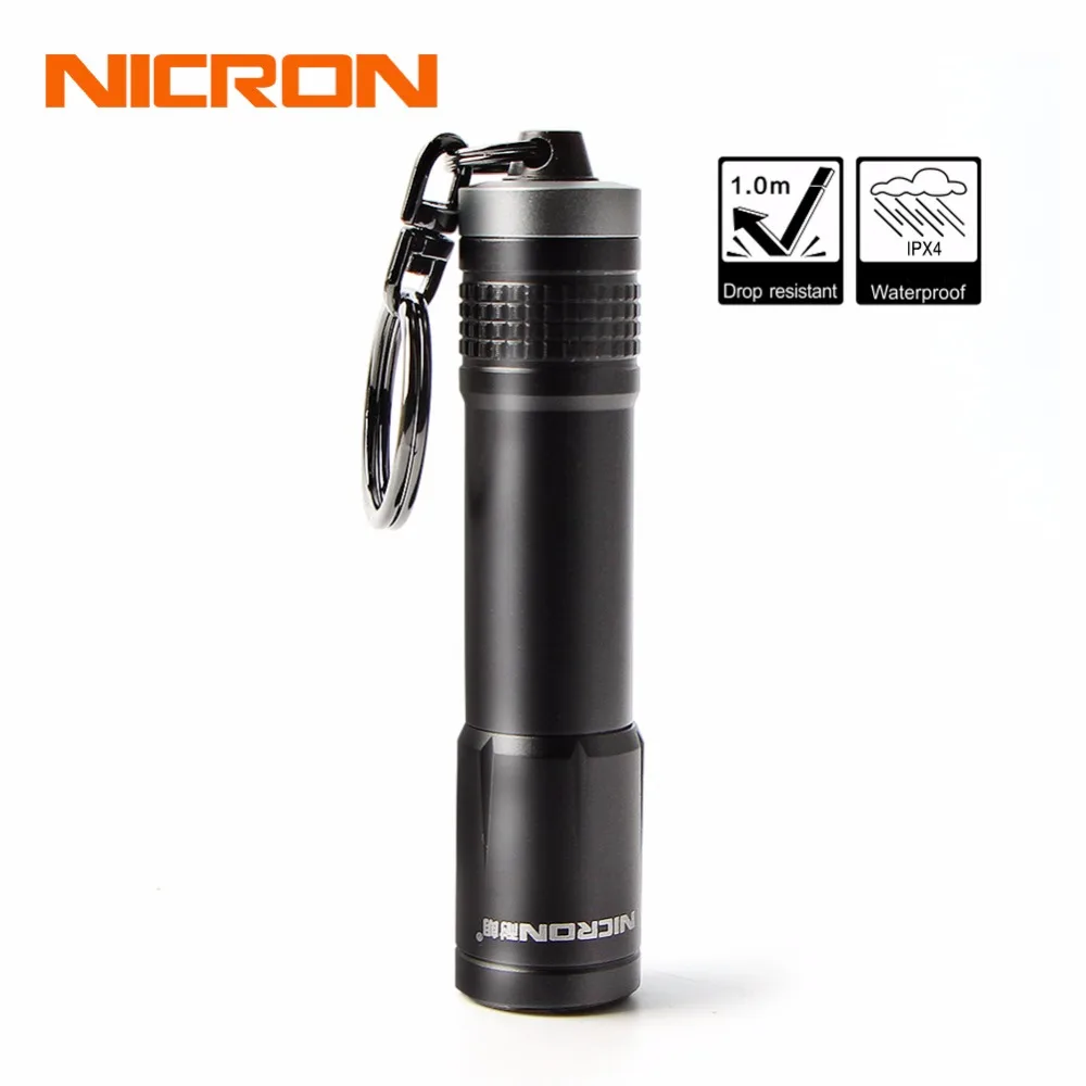 NICRON 0 5 Вт 20 лм светодиодный водонепроницаемый IPX4 1xAAA мини брелок фонарик 24 м