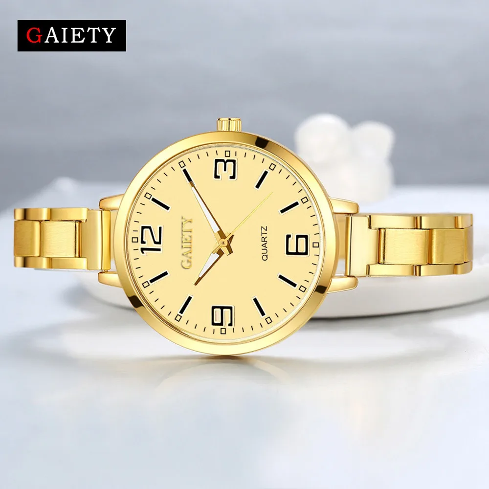 GAIETY Роскошные Брендовые женские часы из розового золота, модные часы из нержавеющей стали с ремешком, аналоговые кварцевые мужские наручные часы, reloj# N03