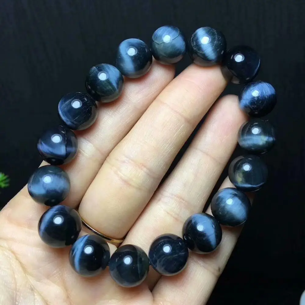 Натуральный Синий тигровый глаз фотобраслет AAAA 12 мм|bracelet|aaaa |