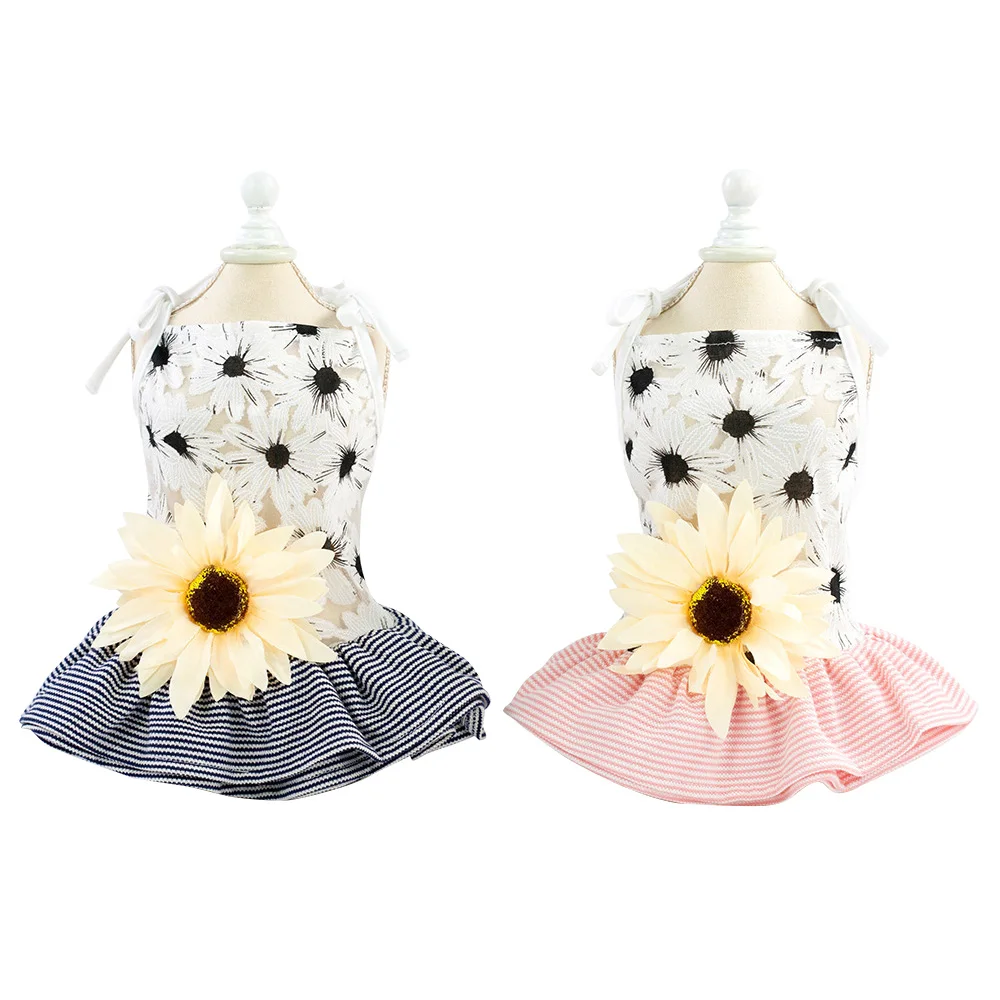 Летнее милое платье принцессы с подсолнухами розовая/серая Освежающая юбка