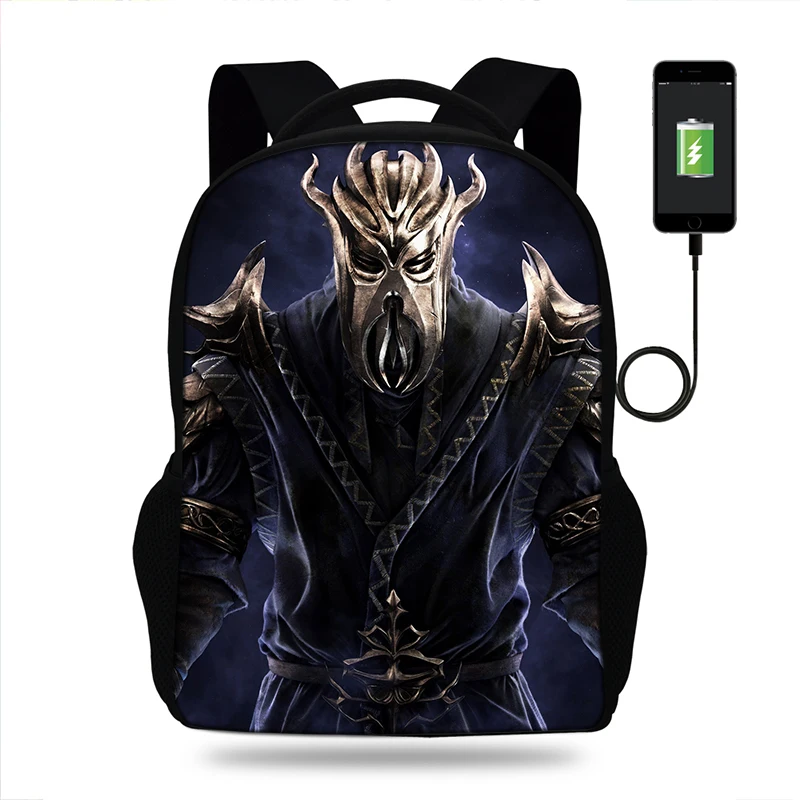 Elder Scrolls Skyrim многофункциональный USB зарядка школьный рюкзак для детей мальчиков