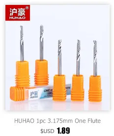 HUHAO 1PC 6mm one Flute Spiral Cutter router bit CNC end mill For MDF carbide milling cutter tugster steel router bits for wood