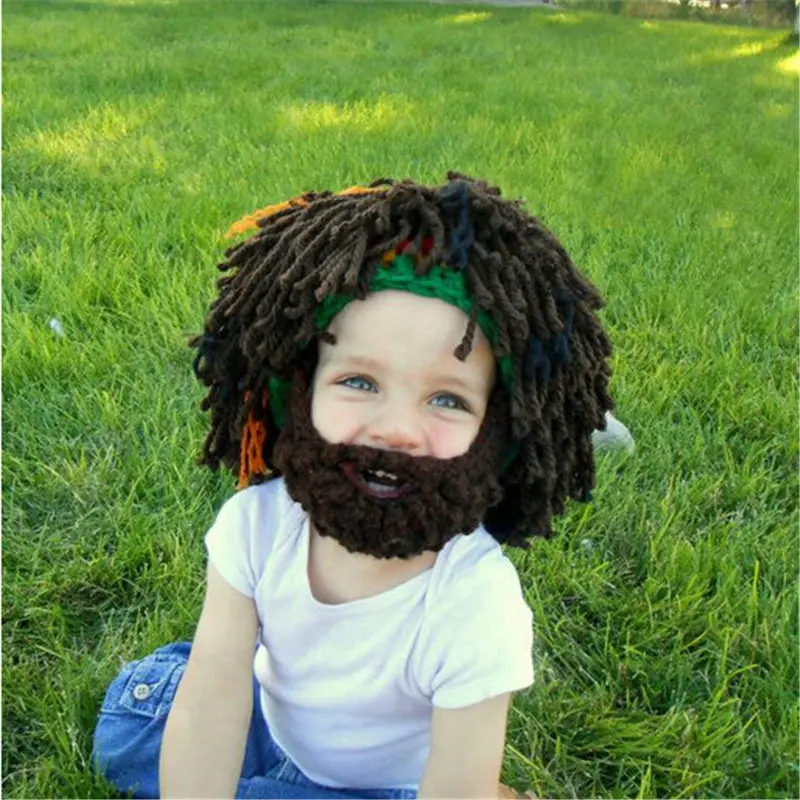 Головные уборы с париком и бородой Hobo Mad Scientist Rasta Caveman вязаные теплые шапки ручной