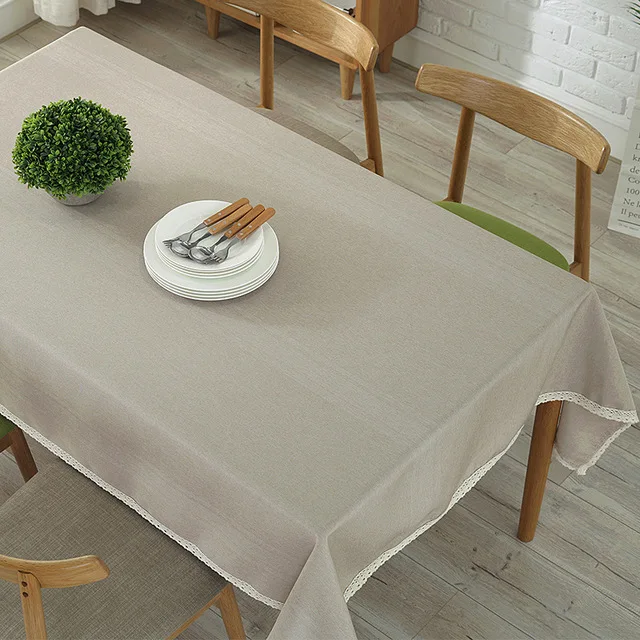 Solid Color Decorative Tablecloth Imitation Linen Lace Table Cloth Dining Table Cover Home Decoration