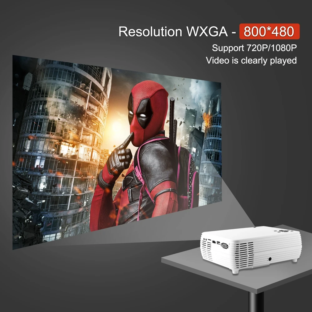 Мощный X5 мини-проектор 1800 люкс 720P Портативный кинопроектор Android 6,0 Sopport tv Stick, PS4, HDMI, VGA, TF, AV и USB