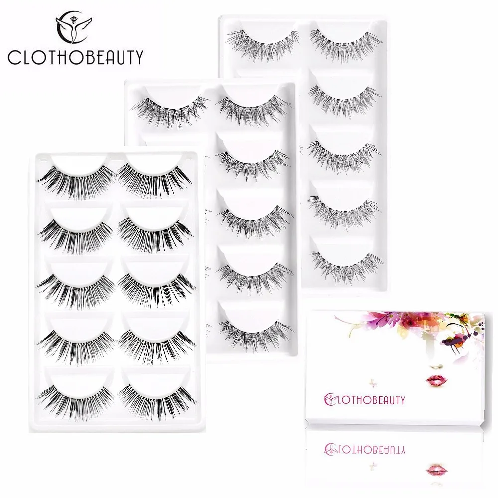Накладные натуральные ресницы, CLOTHOBEAUTY 15 пар ручной работы Поддельные ресницы, Demi Wispies мягкая невидимая лента, Длинные/толстые многоразовые(новые