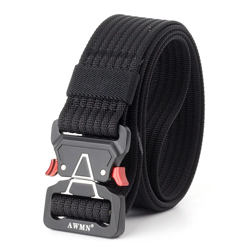 Черный Army Military Tactical Belt New Outdoor 125cm Cobra Alloy Buckle Nylon Casual Combat Belt Men Women Training Belt AE103 - Цвет: Черный