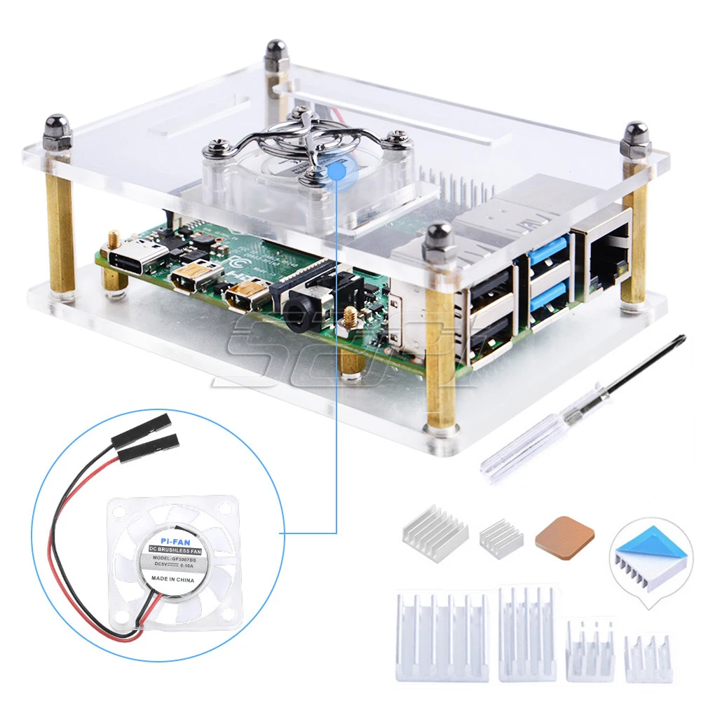 52Pi темно коричневый/прозрачный акриловый чехол для Raspberry Pi 4 Модель B с
