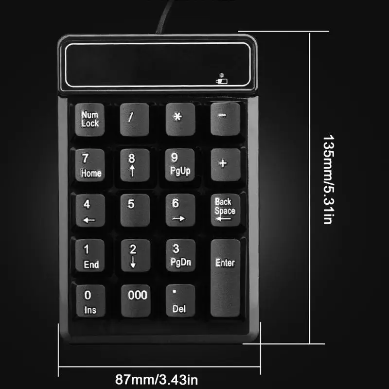 

Mini USB Wired Numeric Keypad 19 Keys Digital Number Pad Numpad Keyboard for Windows XP/7/8 Laptop PC Computer Accessories