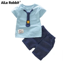 AiLe Rabbit/новый летний комплект для маленьких мальчиков футболка с