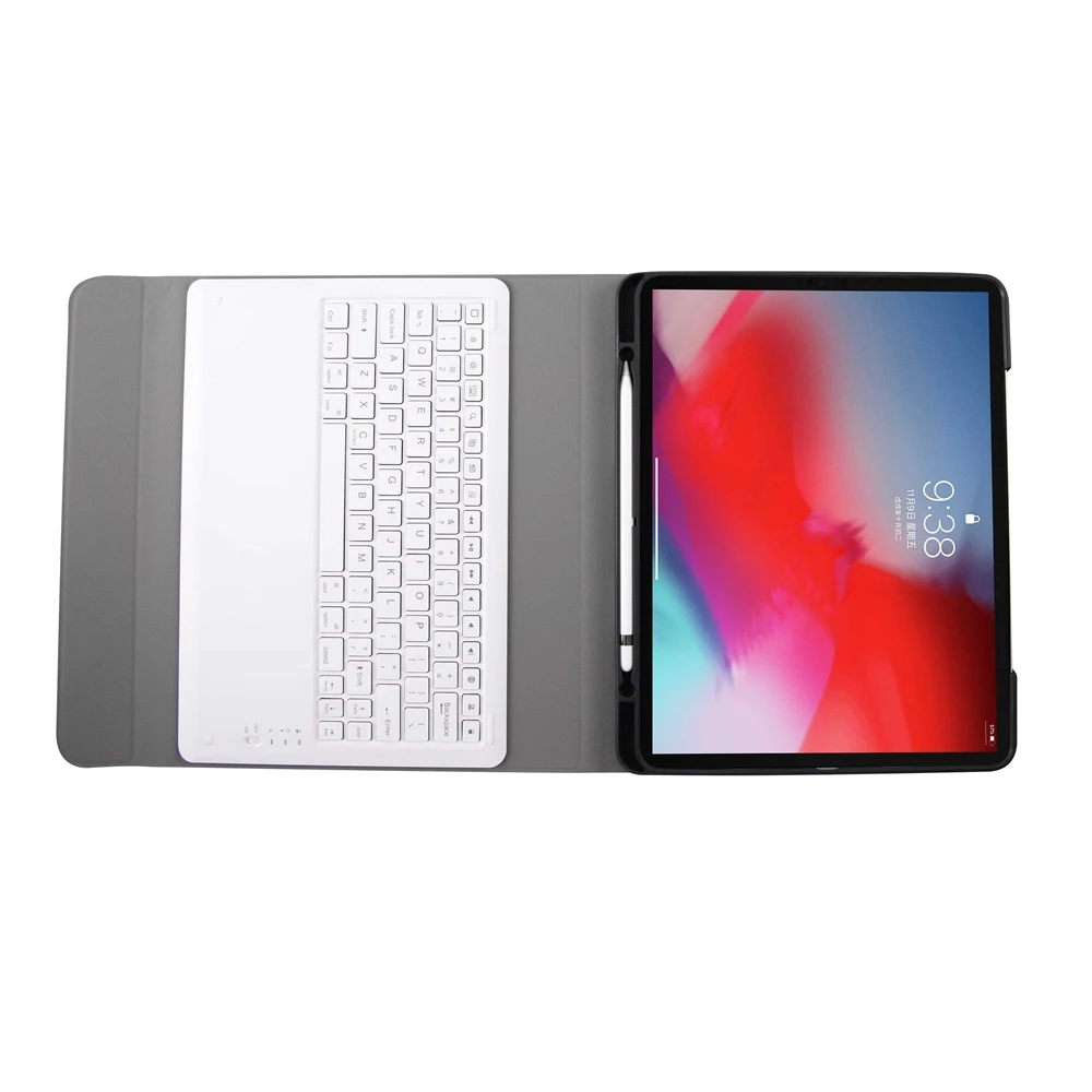 Для iPad Pro 12,9 Съемная Bluetooth Русская/Иврит/испанская клавиатура+ тонкая подставка из искусственной кожи Чехол встроенный карандаш слот