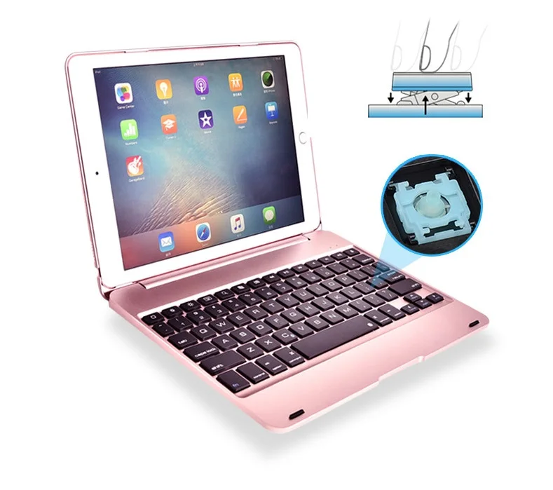 Kemile Беспроводная Bluetooth клавиатура для iPad Pro 9,7 A1673 и A1675 тонкий умный чехол для iPad air 2 A1566 A1567 с автоматическим выключением/пробуждением