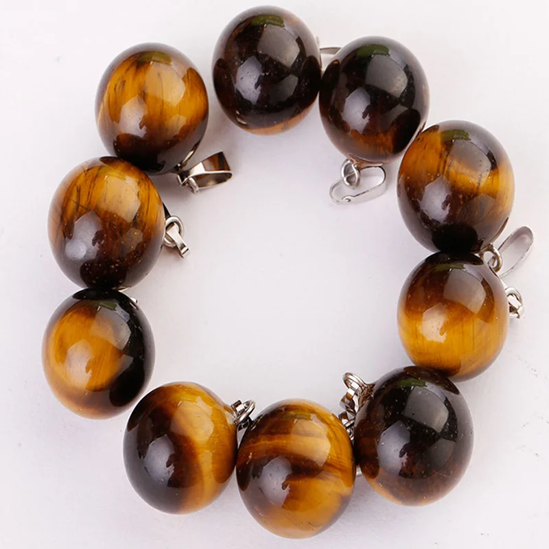 tigerite eye stone Натуральный камень круглый подвесной амулет кристалл Кварцевый Камень круглый шар кулон для DIY Изготовление ювелирных ожерелий 25 шт./лот - Окраска металла: tigerite eye stone