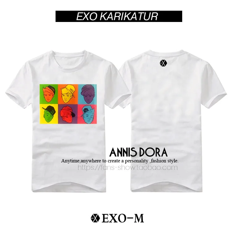 EXO XOXO KISS & HUG FIRSTYEAR Everysing BAEKHYUN D.O. CHANYEOL KAI KRIS XIUMIN LUHAN SEHUN LAY карикатура футболка с