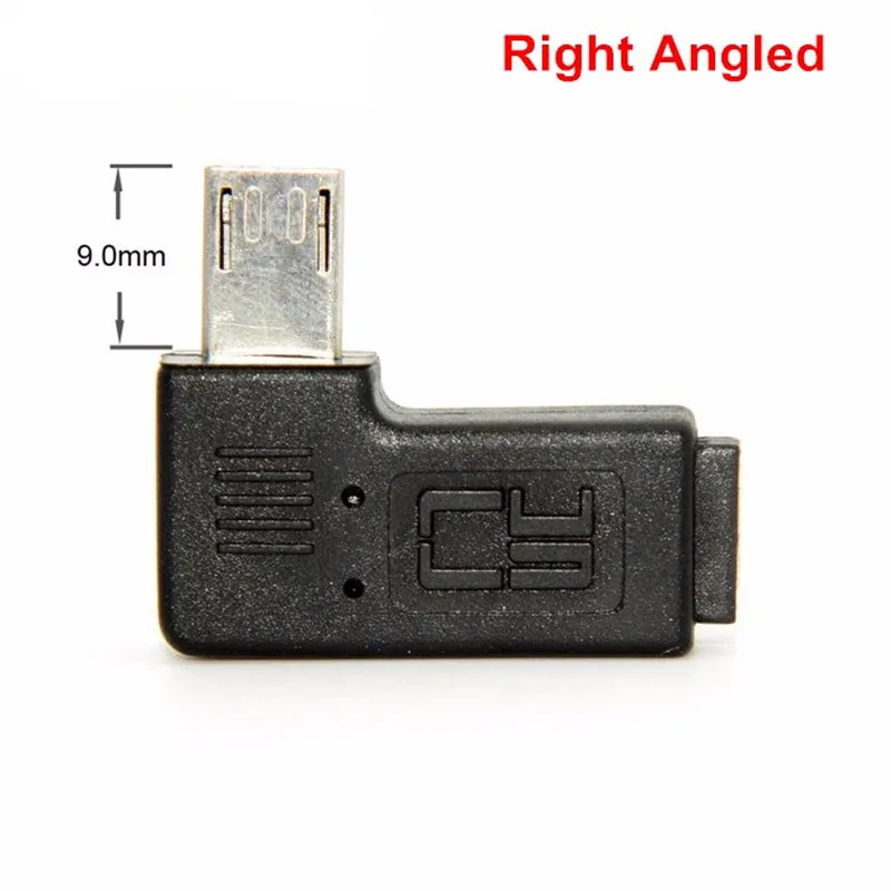 9 мм Длинный разъем 90 градусов правый и левый Угловой Micro USB 2 0 5Pin штекер к гнезду M