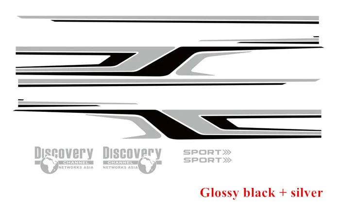 Glossy black-silver Автомобильные наклейки карта мира Дискавери Спорт Виниловая наклейка для Тойота Прадо Land Cruiser Waistlines полосы Авто кузова двери боковые наклейки - Название цвета: Glossy black-silver
