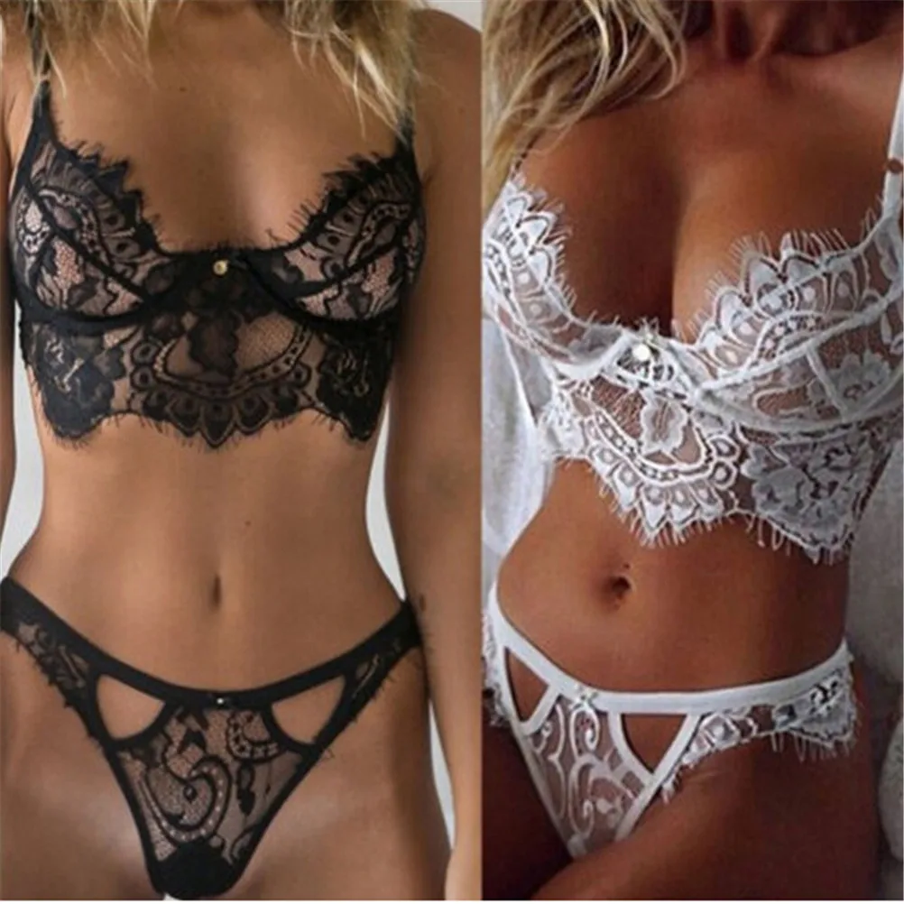 

Women Black/White Lingerie Straps Bra Push Up Sexy Lace Bra Sets Cross Bras and Panties Sets