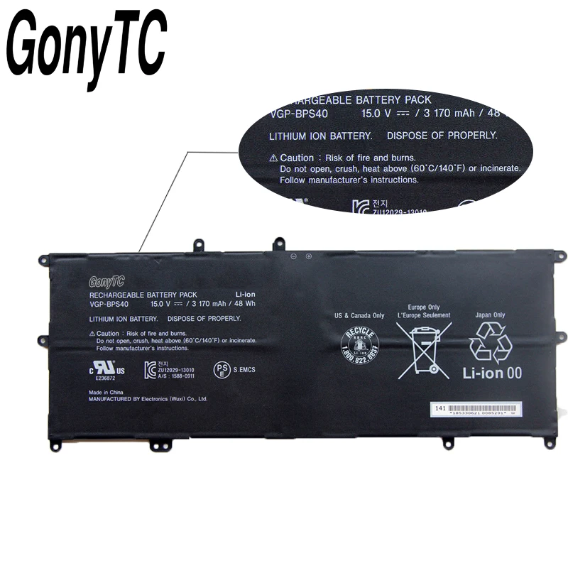 Оригинальный 15V 3170 мА/ч 48wh VGP-BPS40 BPS40 Батарея для Sony флип SVF 15A SVF15N17CXB SVF15NB1GL SVF15NB1GU